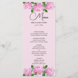 Menu Roses roses parfumées, Mariage