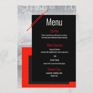 Menu Rouge, noir, gris blanc rayé
