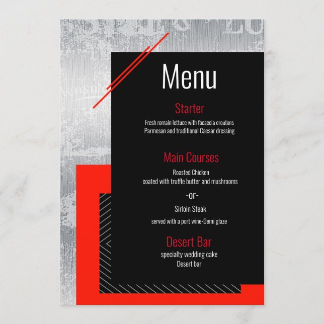 Menu Rouge, noir, gris blanc rayé (Devant)