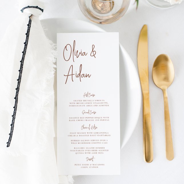Menu Rouille | Mariage de script manuscrit moderne (Créateur téléchargé)