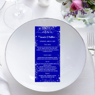 Menu royal bleu argent parties scintillant mariage