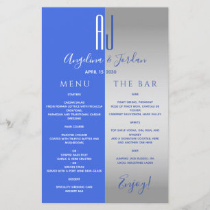 Menu Royal Blue Mariage Bar