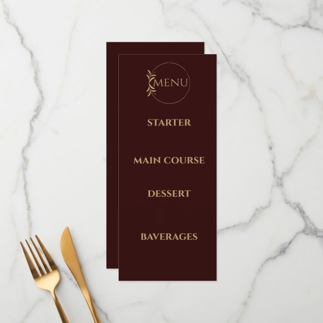 Menu Royal Deep Burgundy mariage (Devant/Arrière en situation)