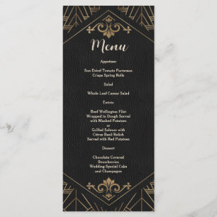 Menu Royal Gold Black Great Gatsby 1920 Mariage