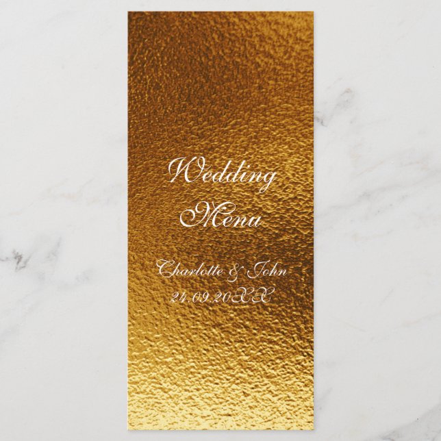 Menu Royal Golden Shiny Mariage personnalisé (Devant)