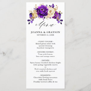 Menu Royal violet violet or Floral Mariage botanique