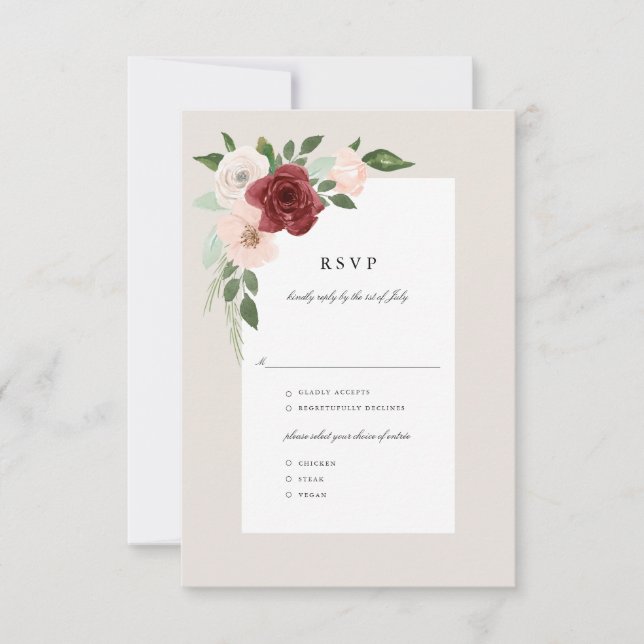 Menu Rsvp Bouquet Romantique (Devant)