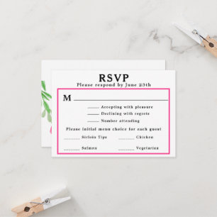 Menu RSVP de mariage Carte d'adresse de retour Flo
