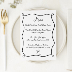 Menu Ruban à main et Mariage noir et blanc