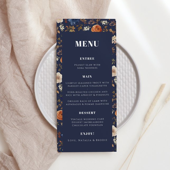 Menu Russe Boho Navy rouille Mariage campagnard françai (Créateur téléchargé)
