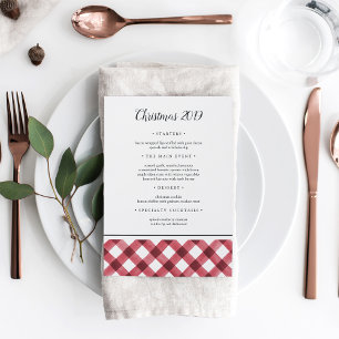 Menu Russe Rouge & Blanc Plaid Noël Holiday