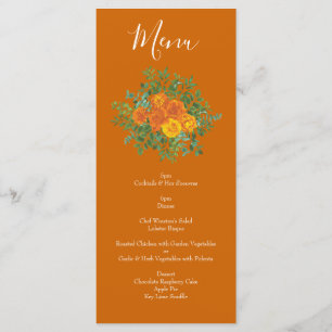 Menu Rust Orange Mariage Vintage Floral