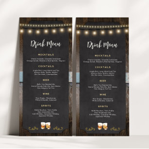 Menu Rustic Chefs Whiskey Shot Thématique 4x9 Drink Men