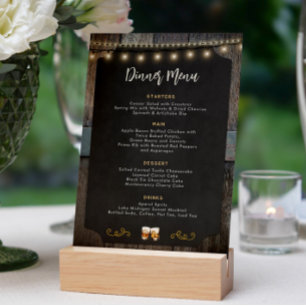 Menu Rustic Chefs Whiskey Shot Thématique 5x7 Diner Men