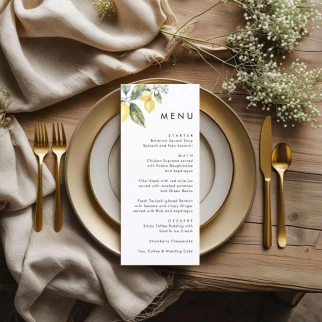 Menu Rustic Elegant Minimal Lemon Garden Wedding  (Créateur téléchargé)