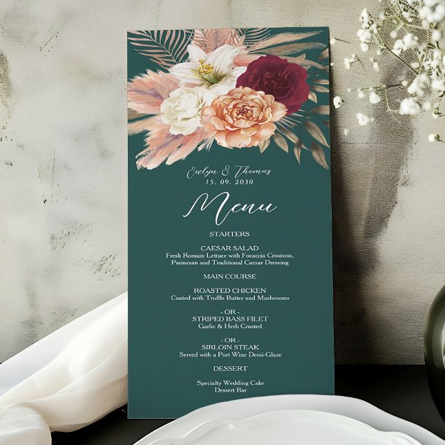 Menu Rustic Emerald Green Mariage (Créateur téléchargé)