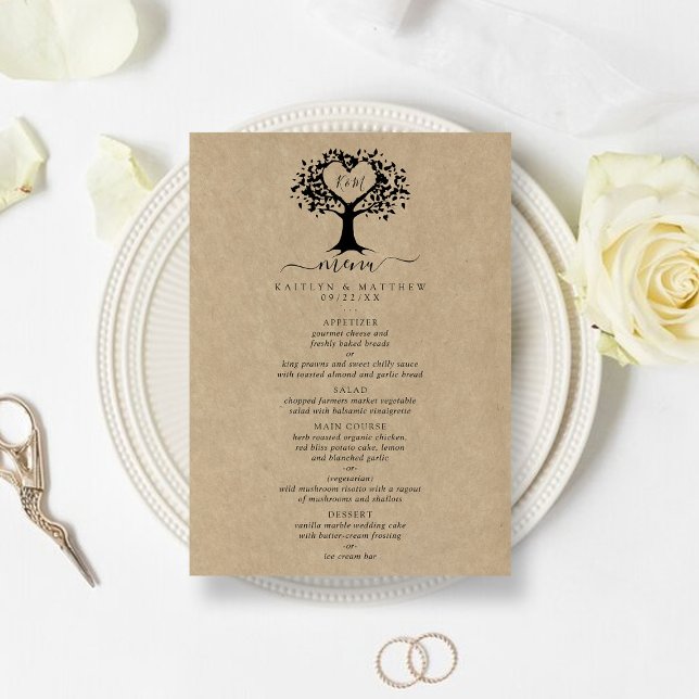 Menu Rustic Heart Tree Mariage Collection (Créateur téléchargé)
