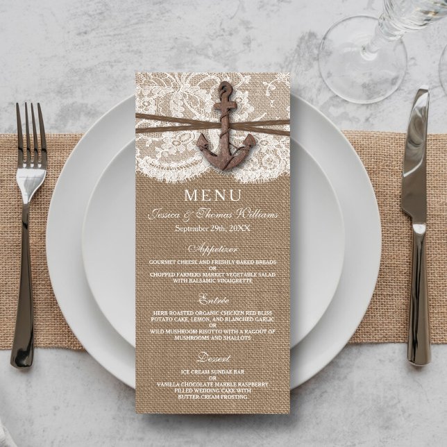 Menu Rustic Nautical Ancre Mariage Collection (Créateur téléchargé)