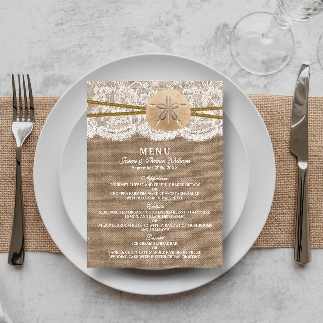 Menu Rustic Sand Dollar Mariage Collection (Créateur téléchargé)