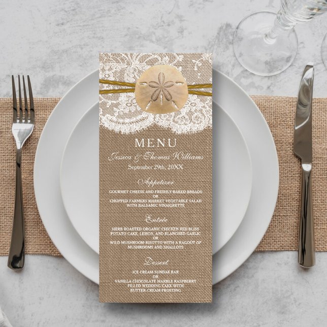 Menu Rustic Sand Dollar Mariage Collection (Créateur téléchargé)