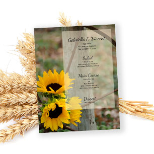 Menu Rustic Sunflower et Wagon Wheel Mariage Menu