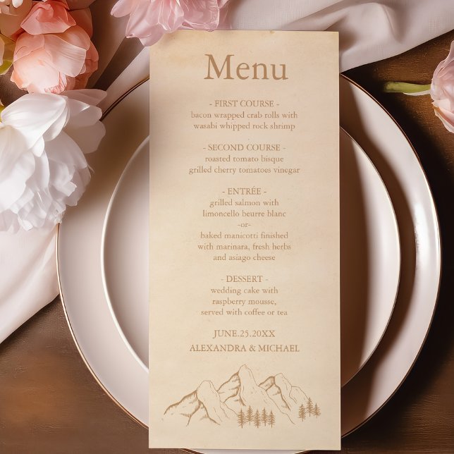 Menu Rustic Woods Mountain Mariage (Créateur téléchargé)