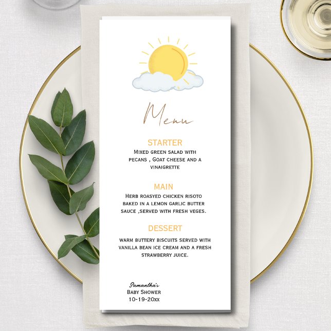 Menu Rustique baby shower Sun (Créateur téléchargé)