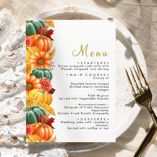 Menu Rustique Citrouille & Fleurs Mariage Menu