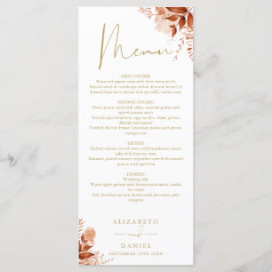 Menu Rustique Floral Automne Gold Mariage Dîner