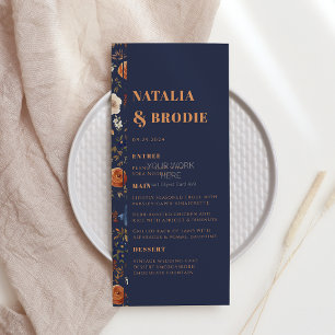 Menu Rustique Mariage Boho rouille bleu