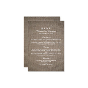 Menu Rustique Mariage Burlap