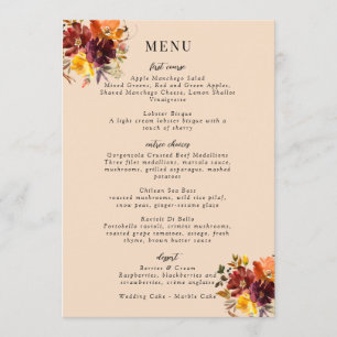 Menu Rustique Marsala Brûlé Orange Chute Wreath