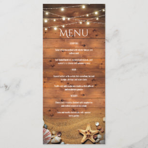 Menu Rustique Starfish Beach Lights Tropical Mariage Me