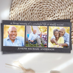 Menu Rustique Sympathy 3 Photo Funeral Prayer Card