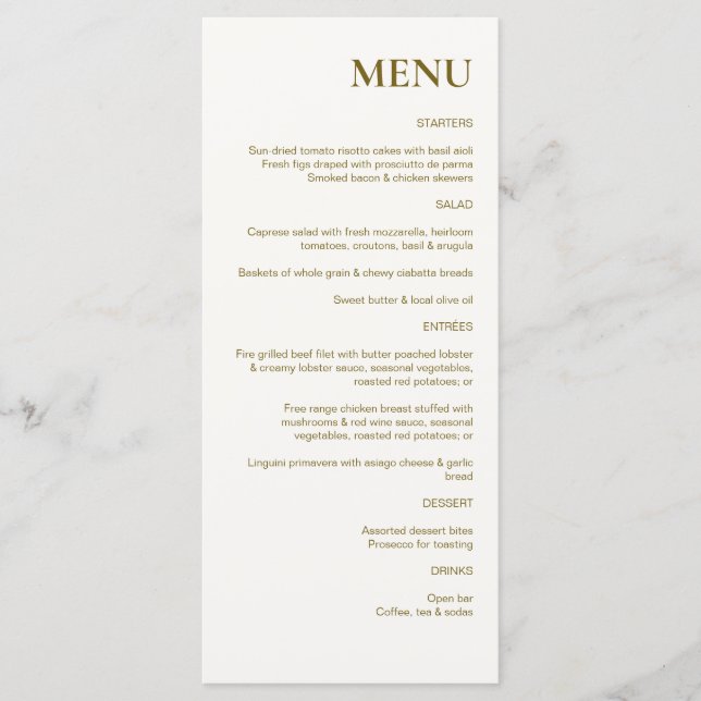 Menu Saddle Brown Rustic Chic Mariage (Devant)