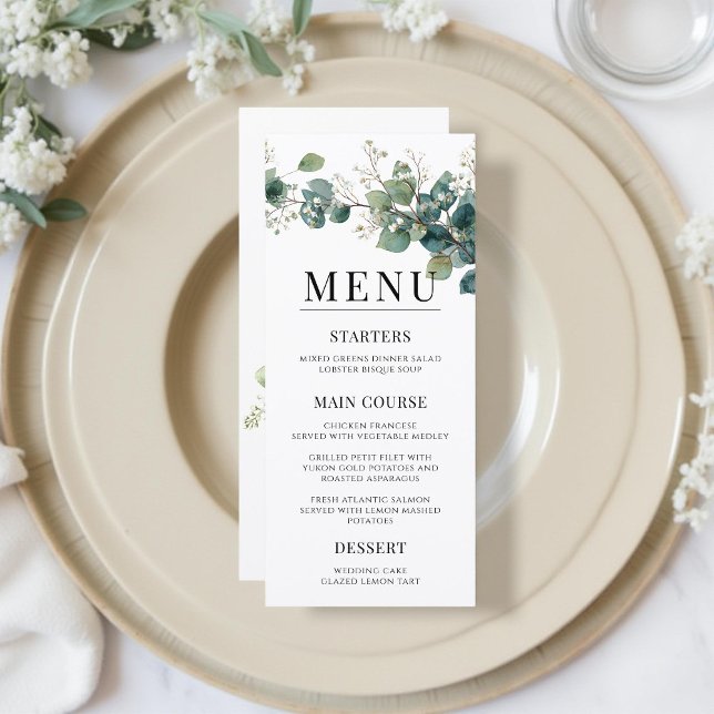 Menu Sage Green Eucalyptus Elegant Boho Wedding (Créateur téléchargé)