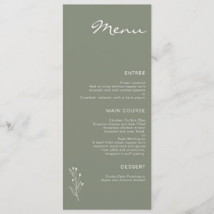 Menu Sage Green Minimaliste Moderne Twig Motif plat Men