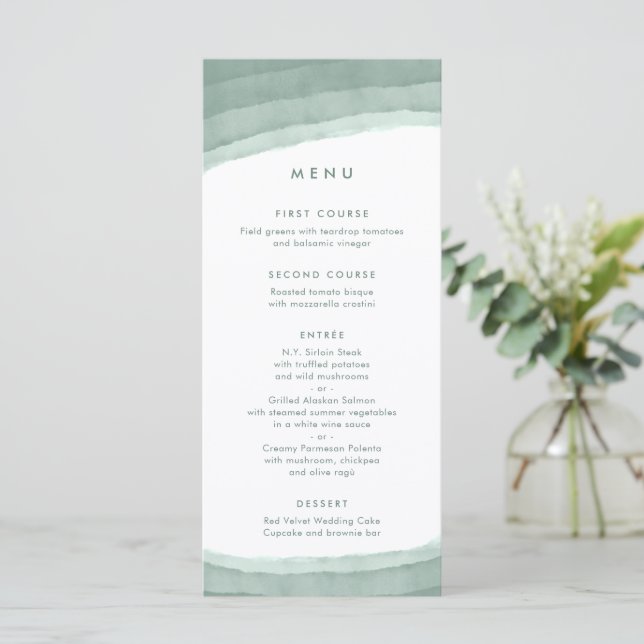 Menu Sage Green Ombre | Mariage Boho minimaliste (Debout devant)