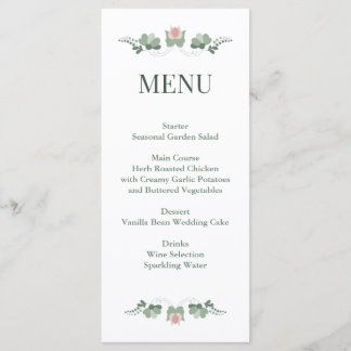 Menu Sage Green Wildflower Folk Wedding