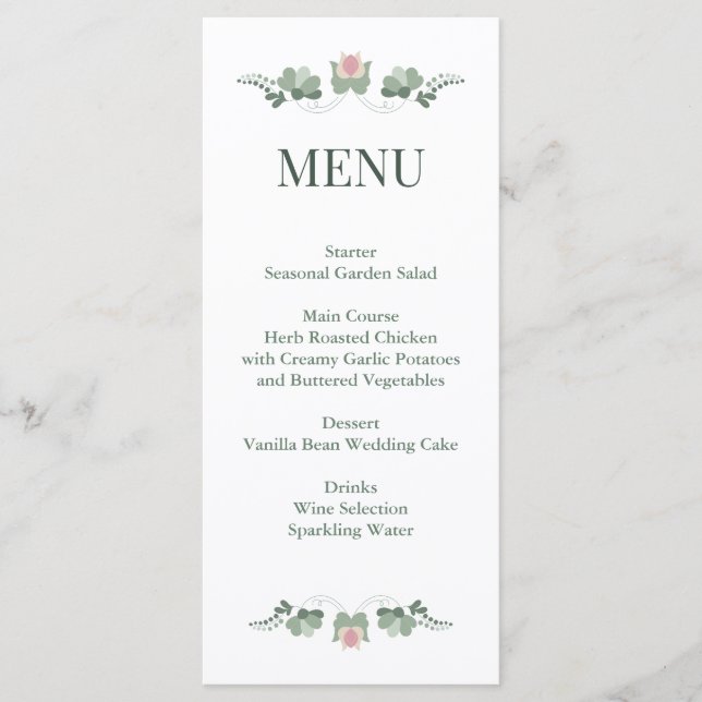 Menu Sage Green Wildflower Folk Wedding (Devant)