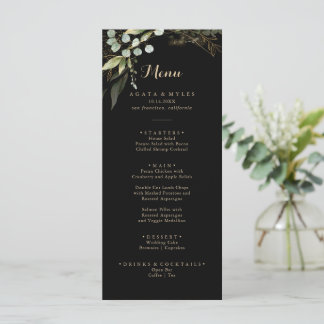 Menu Sage Greenery Eucalyptus Or Calligraphie Dîner