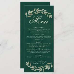 Menu Sage Laurel Feuille Rustic Emerald Green Mariage