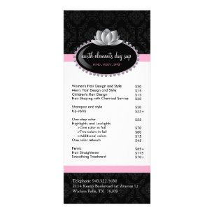 Menu Salon et service Spa