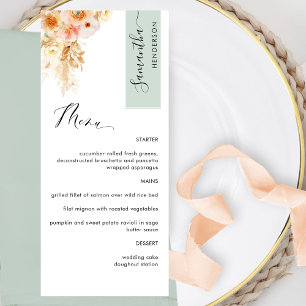Menu Sauge et Rosé de Pêche Personnalisé avec le Nom de