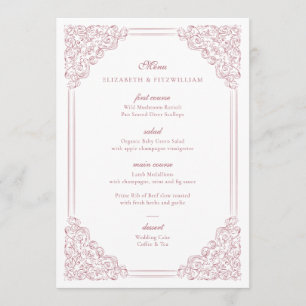 Menu Scène vintage Romantique rose Élégant Script