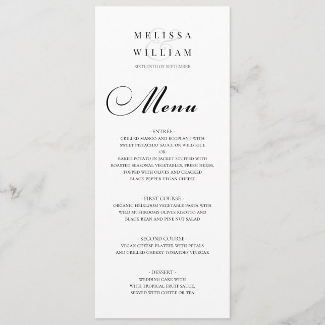 Menu Script Bride et Mariage de chambre (Devant)