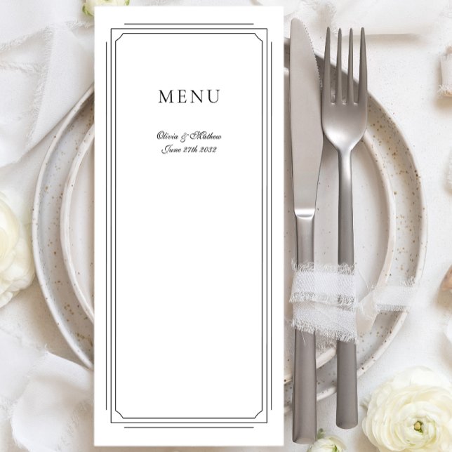 Menu Script formel avec Mariage de monogramme de cadre  (Créateur téléchargé)