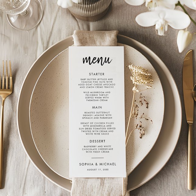 Menu Script Gras Moderne Mariage noir et blanc (Créateur téléchargé)