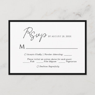 Menu Script Minimal Choix Noir Mariage Rsvp