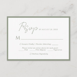 Menu Script Minimal Choix Sage Vert Mariage Rsvp